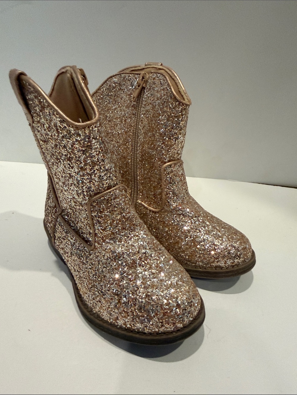 Kelly & Katie lil Amelia Gold Sparkle Glitter Western cowboy Boot cowgirl sz 11 - Picture 8 of 11